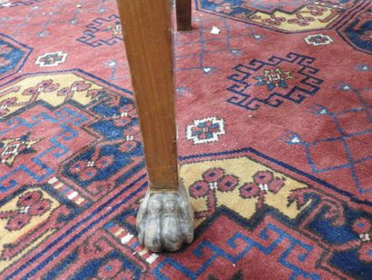 Pair of mahogany armchairs, inverted backrest,...
