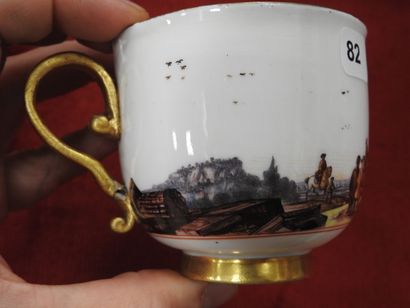 MEISSEN
Porcelain cup and saucer with polychrome...