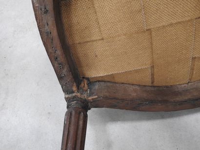 PAIR OF ARMCHAIRS in molded and carved natural...