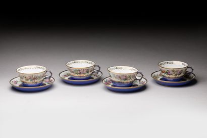SEVRES: Four porcelain tea cups and saucers...