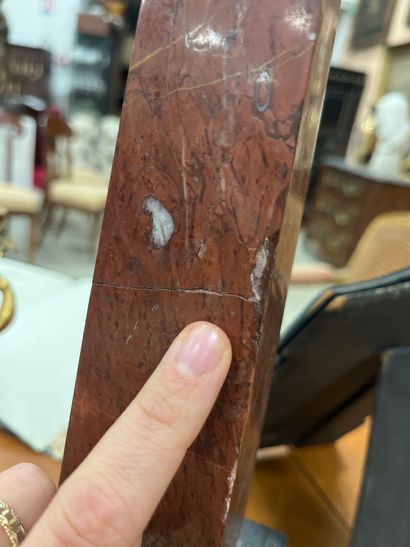 PAIR OF OBELISQUES in griotte red marble...