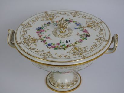 SEVRES: Porcelain polychrome and gold cup...