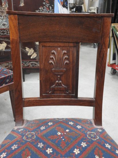 SIX CHAIRS in mahogany, bandeau à la gerbe...
