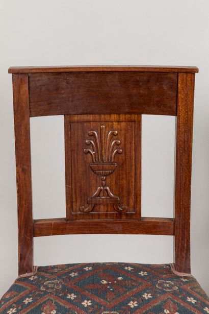 SIX CHAIRS in mahogany, bandeau à la gerbe...