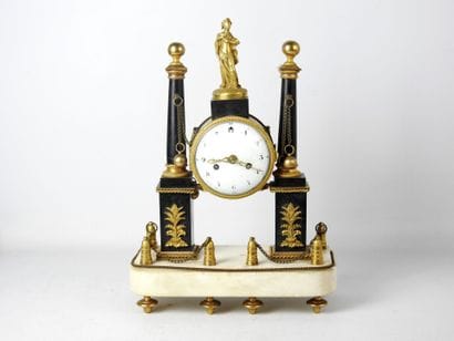 PORTICAL CLOCK in white and black marble...