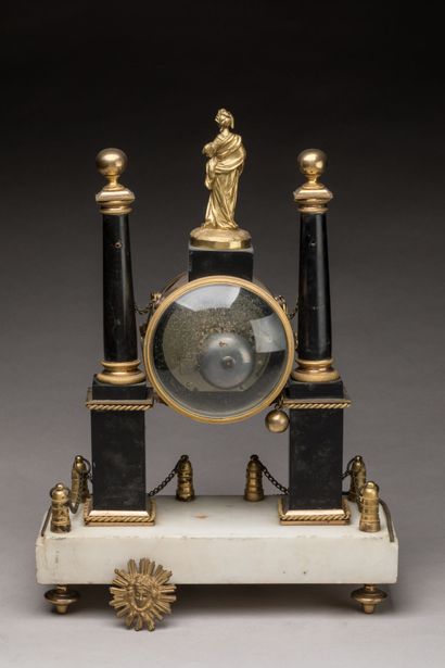 PORTICAL CLOCK in white and black marble...