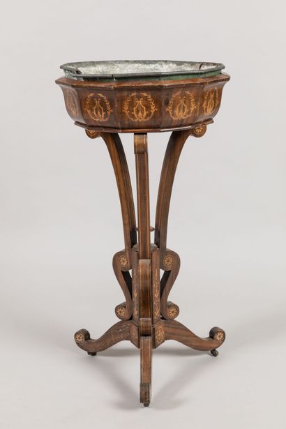 JARDINIERE in rosewood veneer inlaid with...