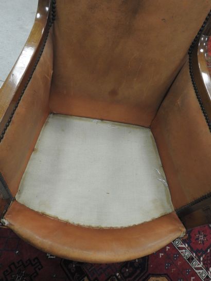 Pair of mahogany shepherd's chairs, backs...