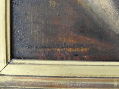 Portrait of a woman. Oil on oak panel. Signed...