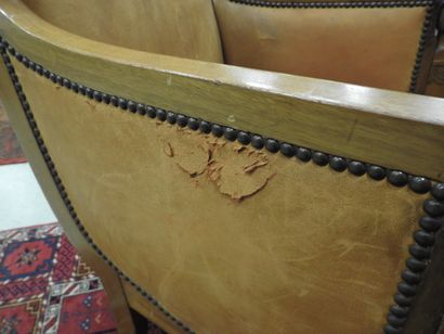 Pair of mahogany shepherd's chairs, backs...