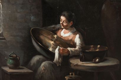 19th century FRENCH SCHOOL: 
L'astiquage...
