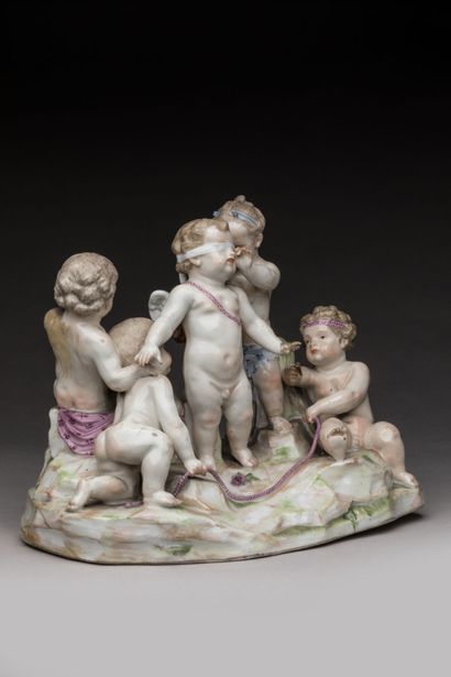 MEISSEN
Porcelain group depicting five loves...