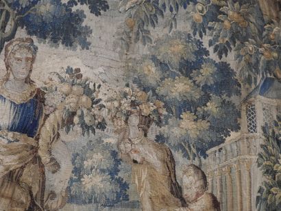 AUBUSSON : Tapisserie en laine à décor d'une...