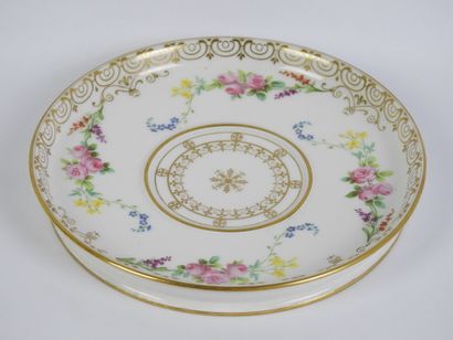 SEVRES: Porcelain polychrome and gold cup...