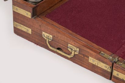 Travel writing case in mahogany with two...