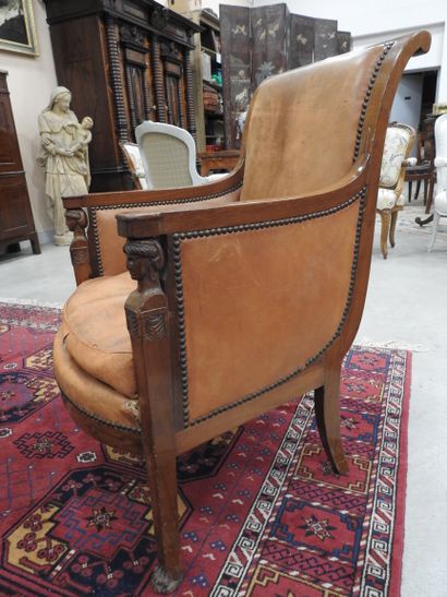 Pair of mahogany shepherd's chairs, backs...
