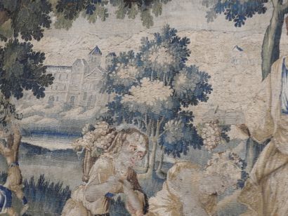 AUBUSSON : Tapisserie en laine à décor d'une...