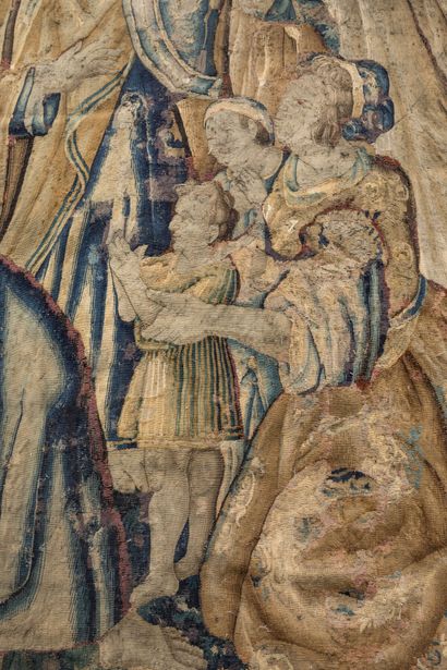 FLANDRES: Tapisserie en laine représentant...