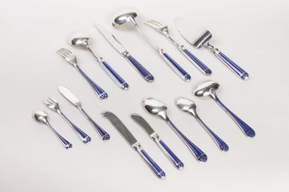 CHRISTOFLE: 88-piece silver-plated and blue...