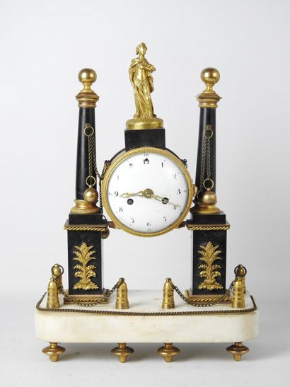 PORTICAL CLOCK in white and black marble...