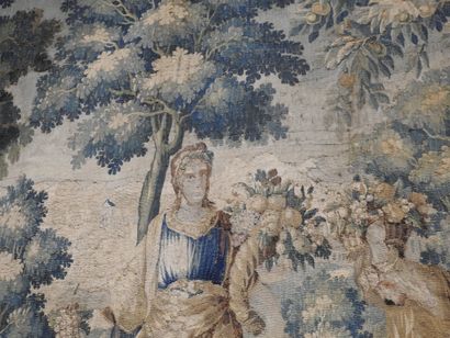 AUBUSSON : Tapisserie en laine à décor d'une...
