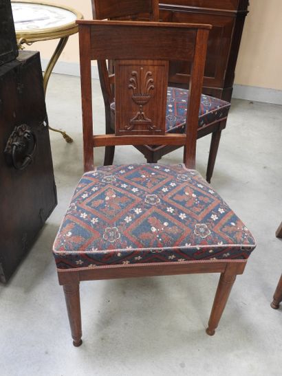 SIX CHAIRS in mahogany, bandeau à la gerbe...