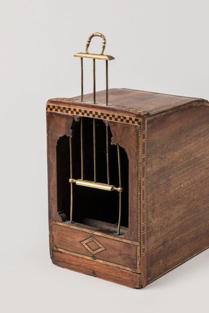 Ferret TRANSPORT BOX in mahogany with checkerboard,...