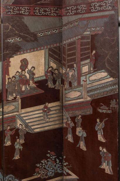 CHINA: Eight-leaf Coromandel lacquer screen...