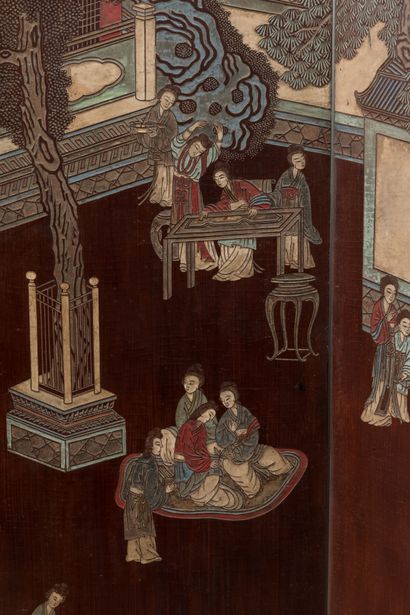 CHINA: Eight-leaf Coromandel lacquer screen...