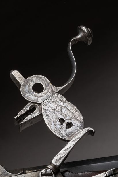 GERMANY. Large pinwheel pistol, blued round...