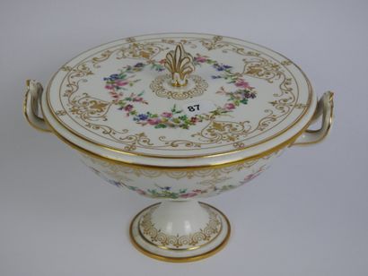 SEVRES: Porcelain polychrome and gold cup...