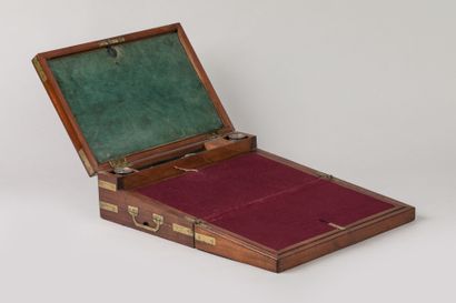 Travel writing case in mahogany with two...
