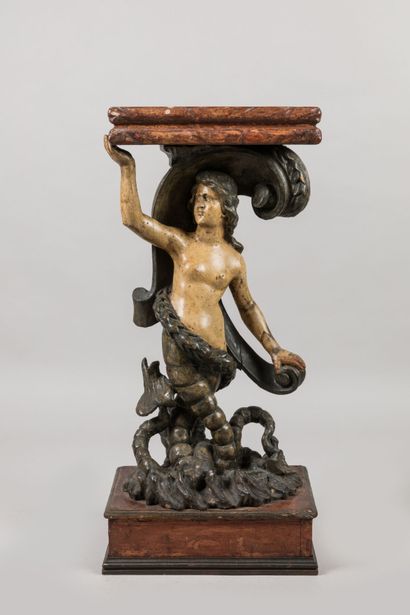 SELLETTE en bois naturel sculpté et laqué...