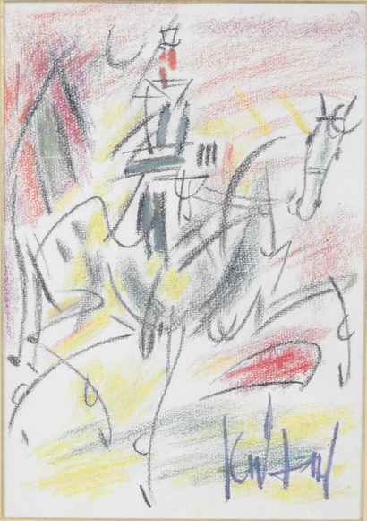 GEN PAUL (1895-1975): The horseman. Crayolors...