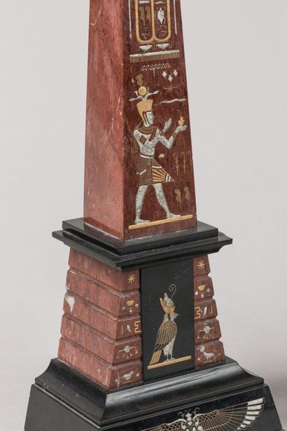 PAIR OF OBELISQUES in griotte red marble...