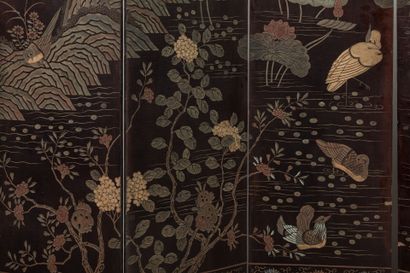 CHINA: Eight-leaf Coromandel lacquer screen...