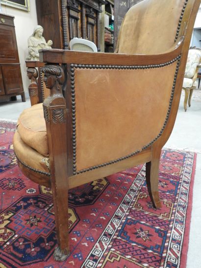 Pair of mahogany shepherd's chairs, backs...
