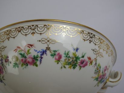 SEVRES: Porcelain polychrome and gold cup...