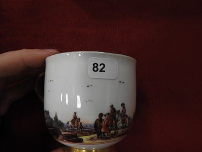 MEISSEN
Porcelain cup and saucer with polychrome...