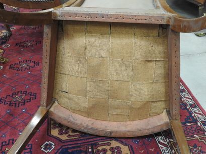 Pair of mahogany armchairs, inverted backrest,...