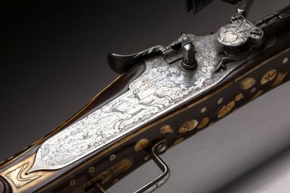 GERMANY. Large pinwheel pistol, blued round...
