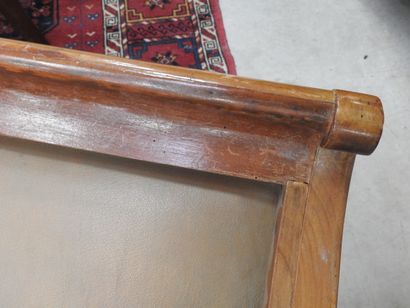 Pair of mahogany armchairs, inverted backrest,...