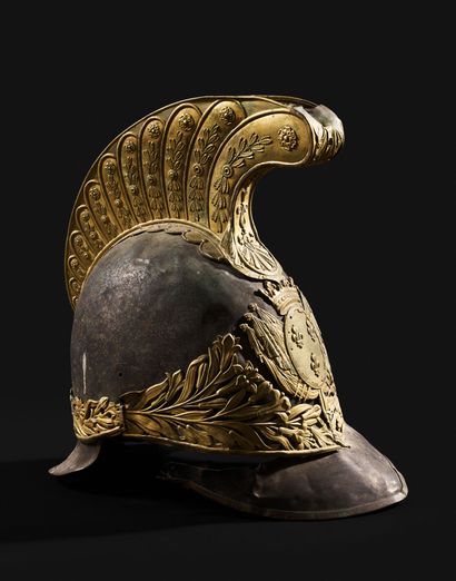 RARE CASQUE d'officier des Gardes-du-corps...