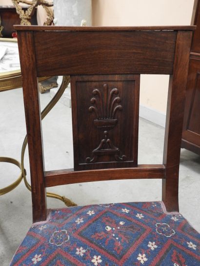 SIX CHAIRS in mahogany, bandeau à la gerbe...