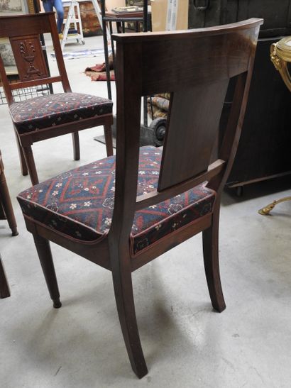 SIX CHAIRS in mahogany, bandeau à la gerbe...