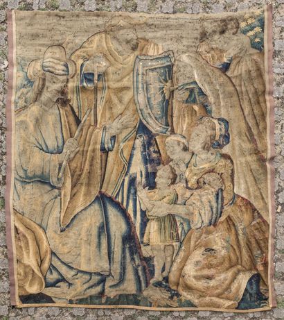 FLANDRES: Tapisserie en laine représentant...