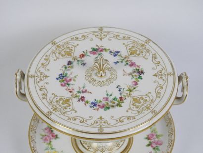 SEVRES: Porcelain polychrome and gold cup...