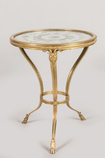 Chased-gilt bronze GUERIDON, the circular...