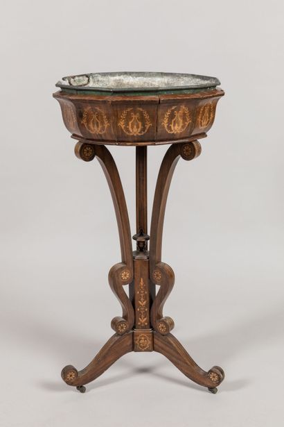 JARDINIERE in rosewood veneer inlaid with...