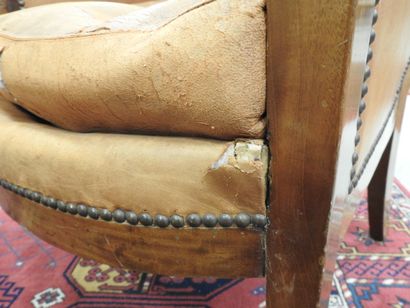 Pair of mahogany shepherd's chairs, backs...